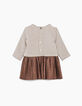 Matrozenjurk in twee materialen met plooirok babymeisjes-2