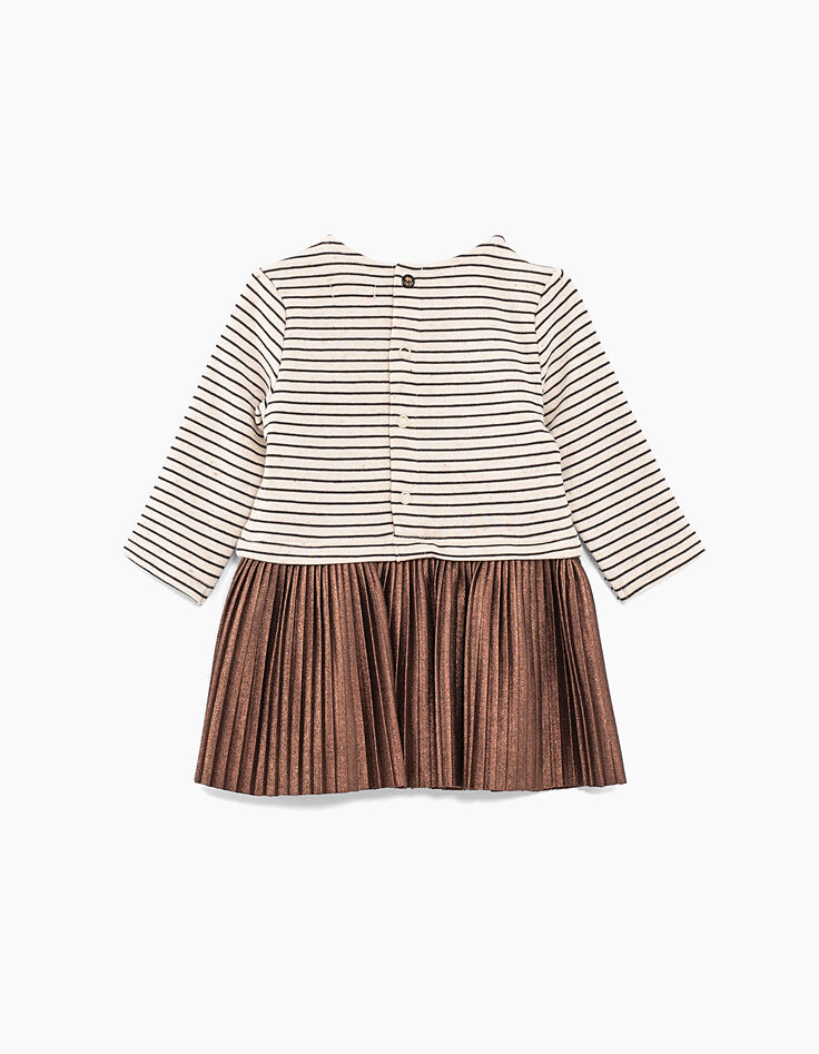 Matrozenjurk in twee materialen met plooirok babymeisjes-2