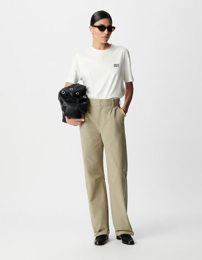 Women's khaki balloon pants with darts - IKKS