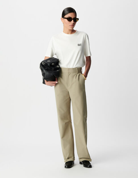 Women's khaki balloon pants with darts - IKKS