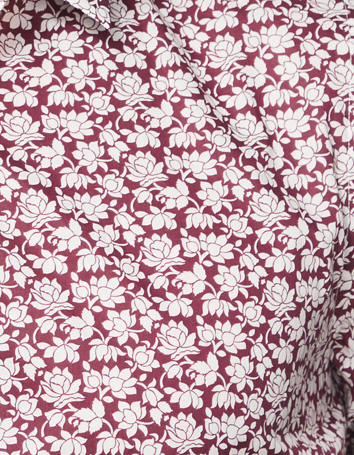 Men’s burgundy Liberty Lotus fabric SLIM shirt - IKKS