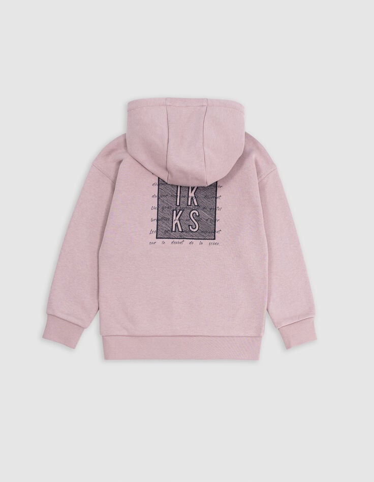 Boy's pink maxi hoodie with embroidered back-3