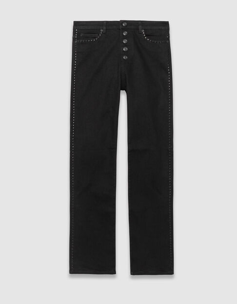 Schwarze gerade Damen-Cropped-Jeans Nieten Janis - IKKS