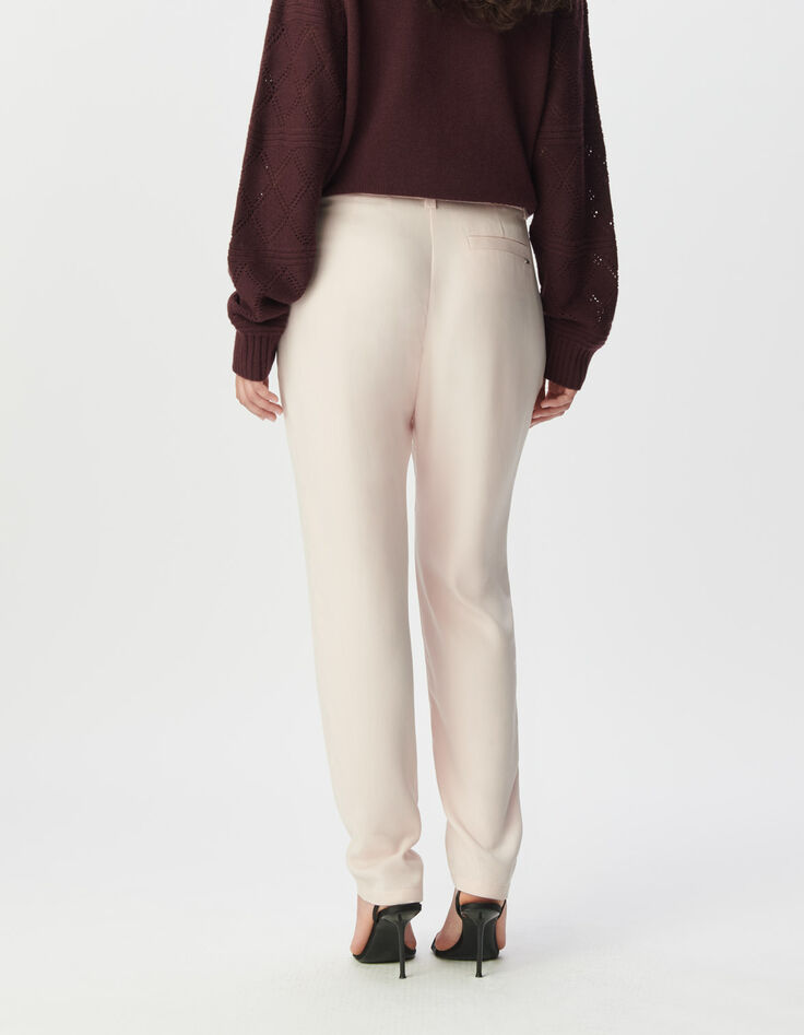 Pantalón de traje rosa cintura asimétrica mujer-2