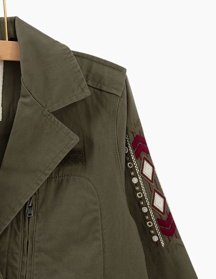 Parka kaki avec print palmiers au dos fille-5