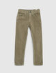 Pantalon slim kaki velours garçon -1
