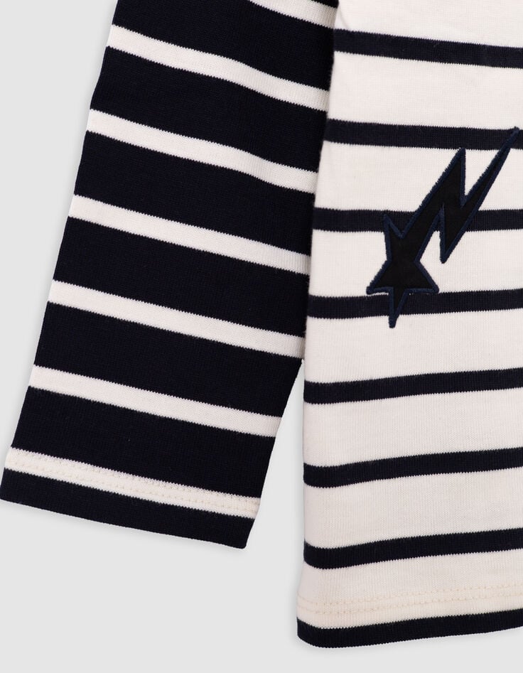 T-shirt in ecru met contrasterende mouwen voor jongens-6