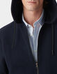 Men&rsquo;s navy textured hooded cardigan-5