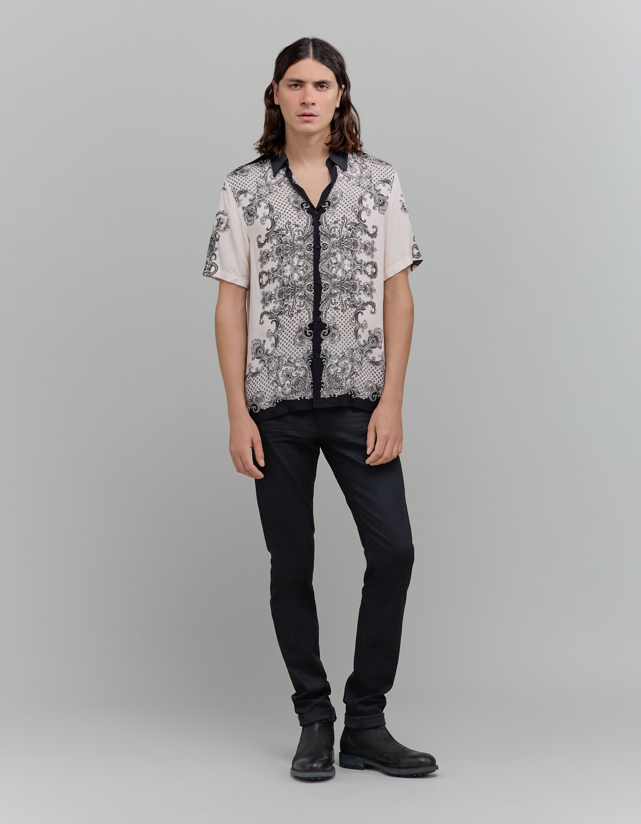Chemise REGULAR noire motif baroque Homme IKKS
