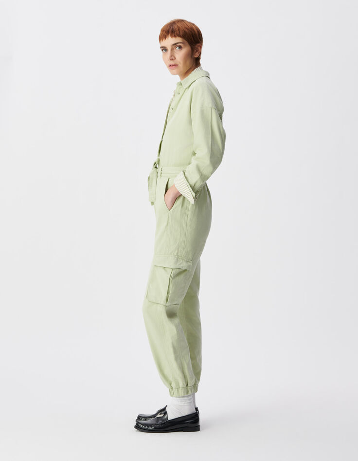 Combinaison en jean vert amande esprit battle Femme-3