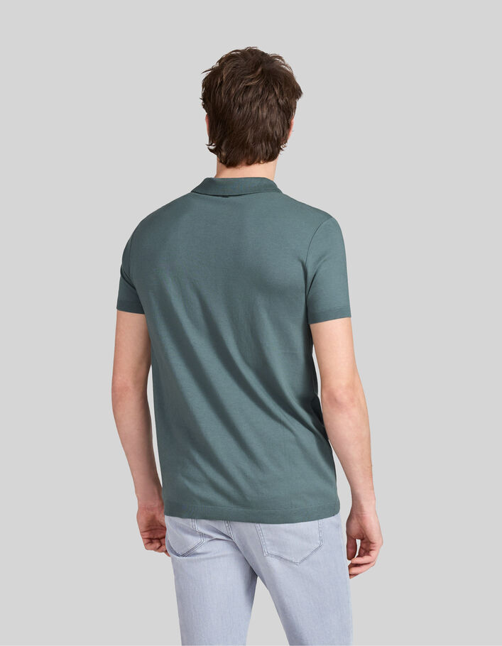 Blaugrünes Herrenpoloshirt aus Baumwollmodal - IKKS