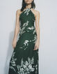 Pure Edition – Women’s green Jungle Vibe backless dress-2