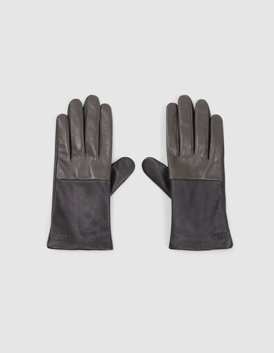 Guantes de cuero negro y caqui mujer - IKKS