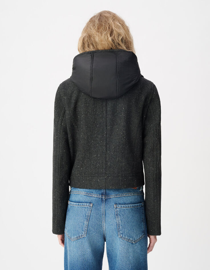 Grijze wollen peacoat voor dames-3