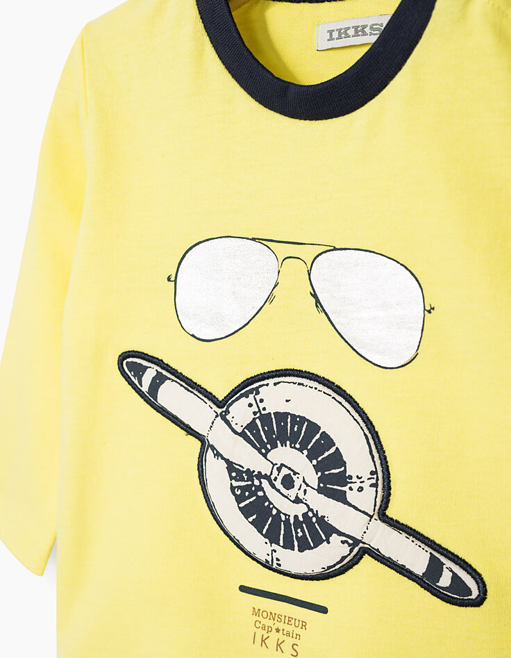 Tee-shirt jaune à lunettes d'aviateur bébé garçon-2 Tee-shirt jaune à lunettes d'aviateur bébé garçon-2