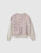 Cardigan gris chiné moyen bi matière zippé fille-3