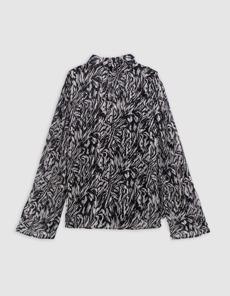 Women's ivory zebra lurex print blouse-6
