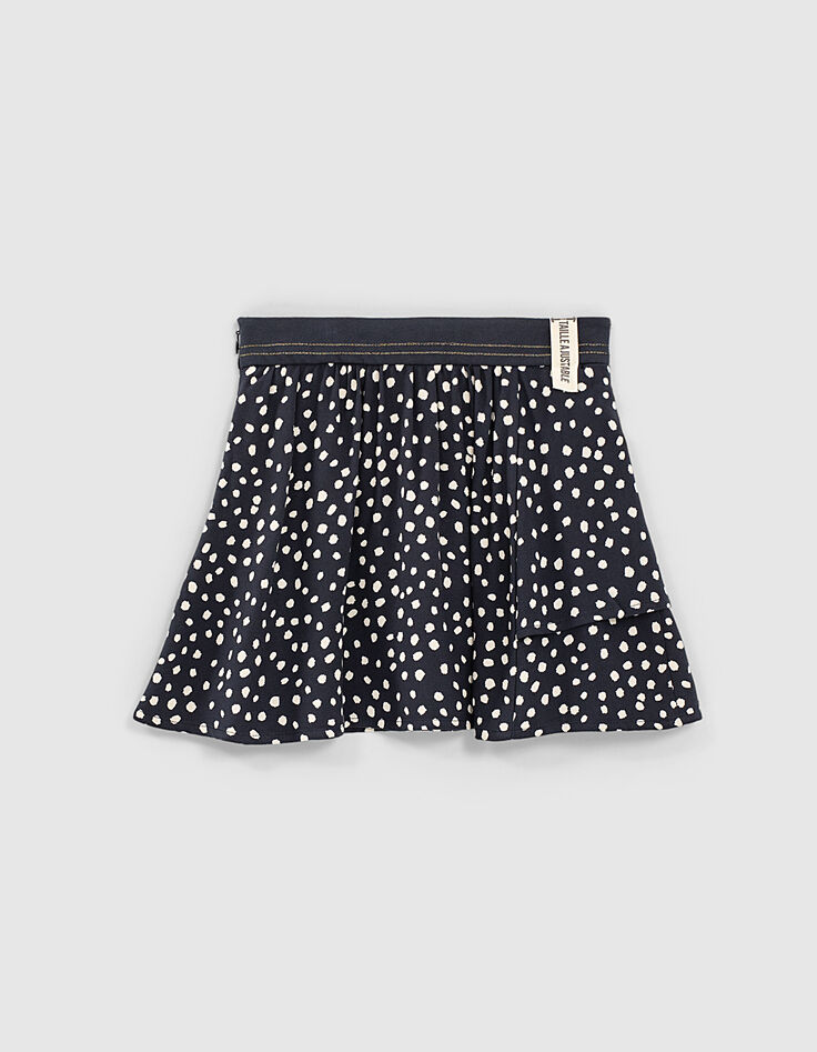 Falda navy estampado lunares y volante niña-3