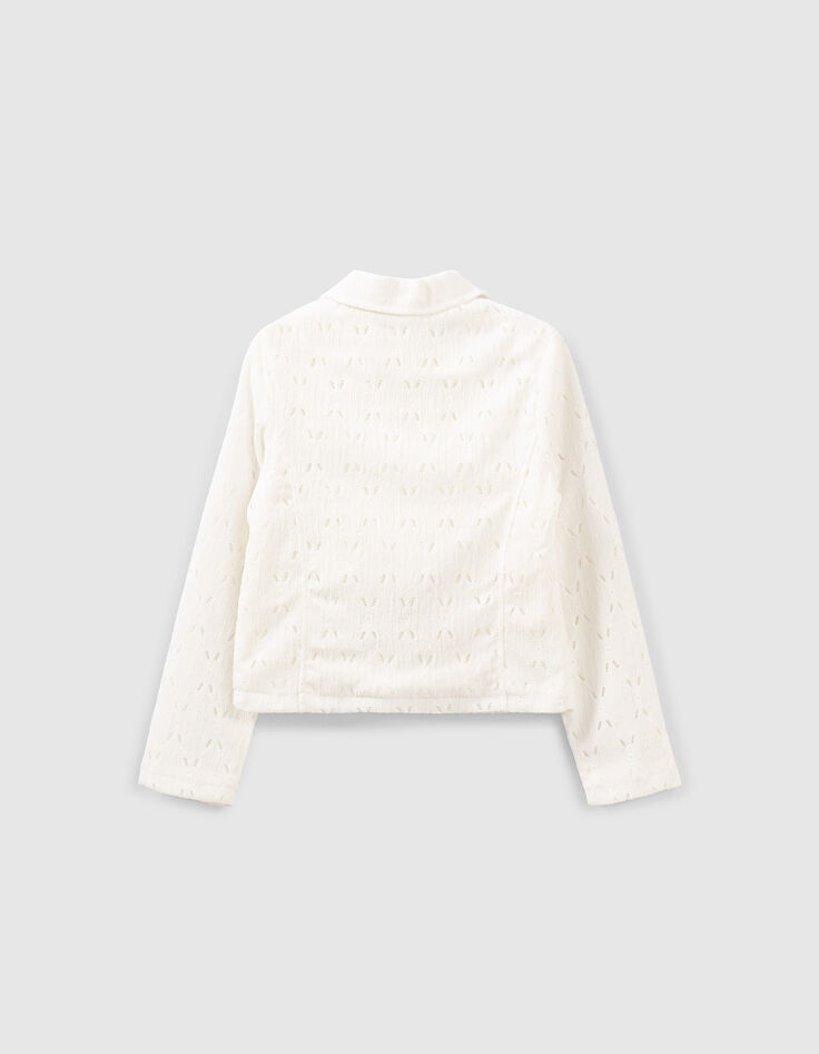 Cardigan blanc cassé en dentelle esprit motard fille-3 Cardigan blanc cassé en dentelle esprit motard fille-3