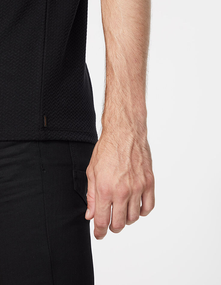 Polo negro relieve espiguilla Hombre-4 Polo negro relieve espiguilla Hombre-4