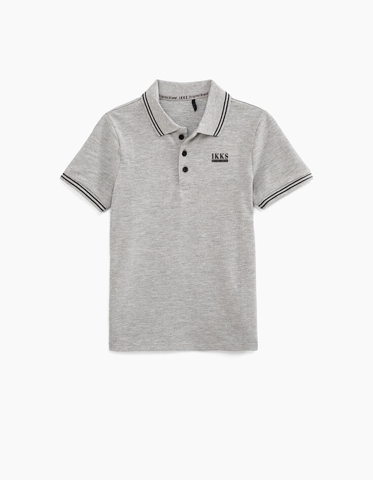 Graues Kinder-Poloshirt aus Biobaumwolle-1