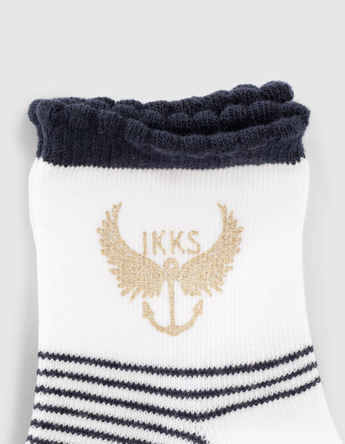 Chaussettes navy, blanches rayées et cœurs bébé fille - IKKS