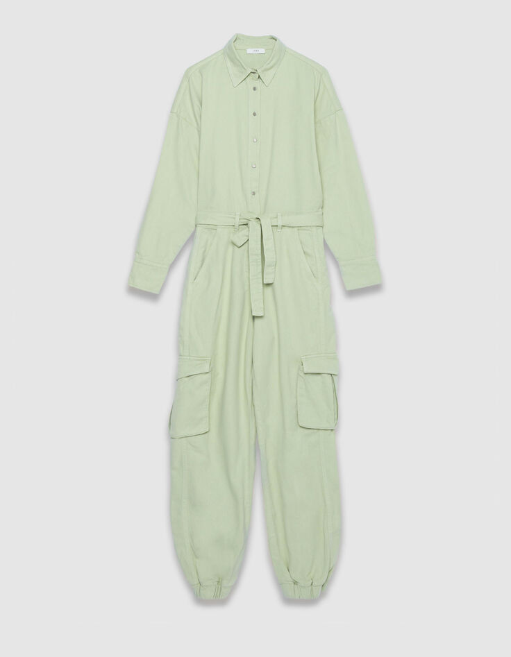 Combinaison en jean vert amande esprit battle Femme-5