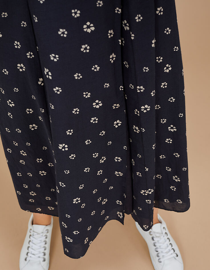 Robe midi noire à imprimé fleurs I.Code-5