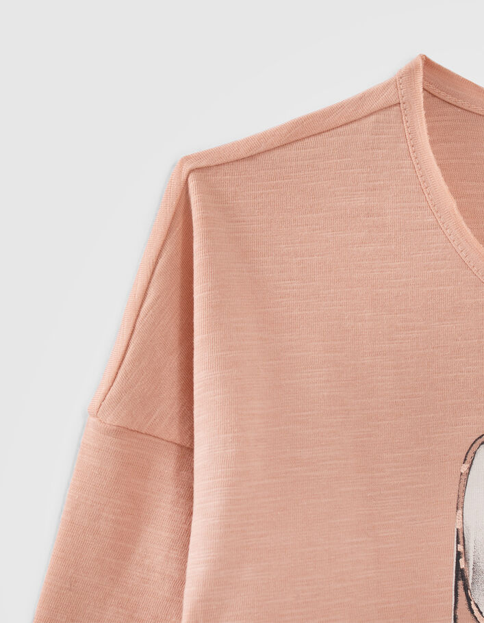 Mädchen-T-Shirt pink, Turnschuhmotiv Stick-Schnürsenkel-6