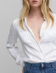 Off-white gekreukt damesoverhemd met metallic bies-4
