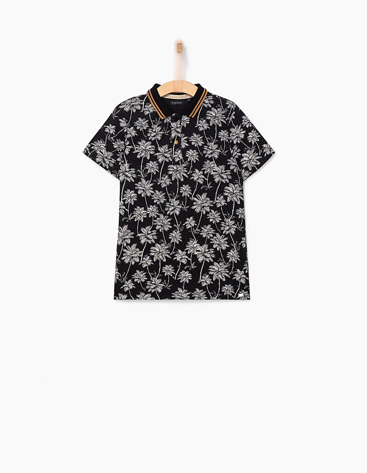 Polo negro con estampado palmeras niño -2