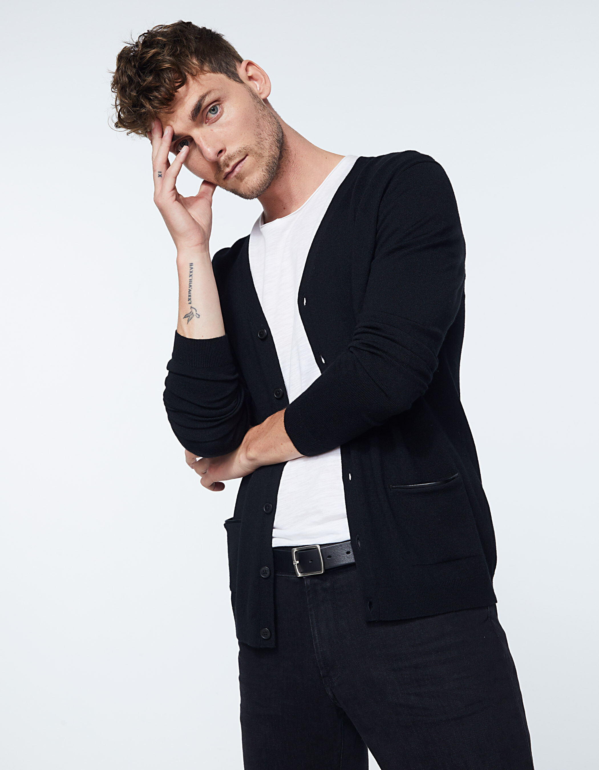 Men s black knit cardigan with pockets