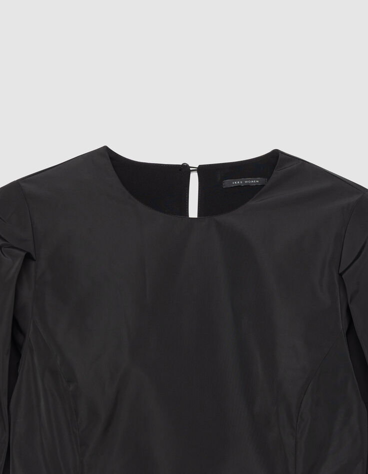 Robe courte noire taffetas satin&eacute; Femme-6