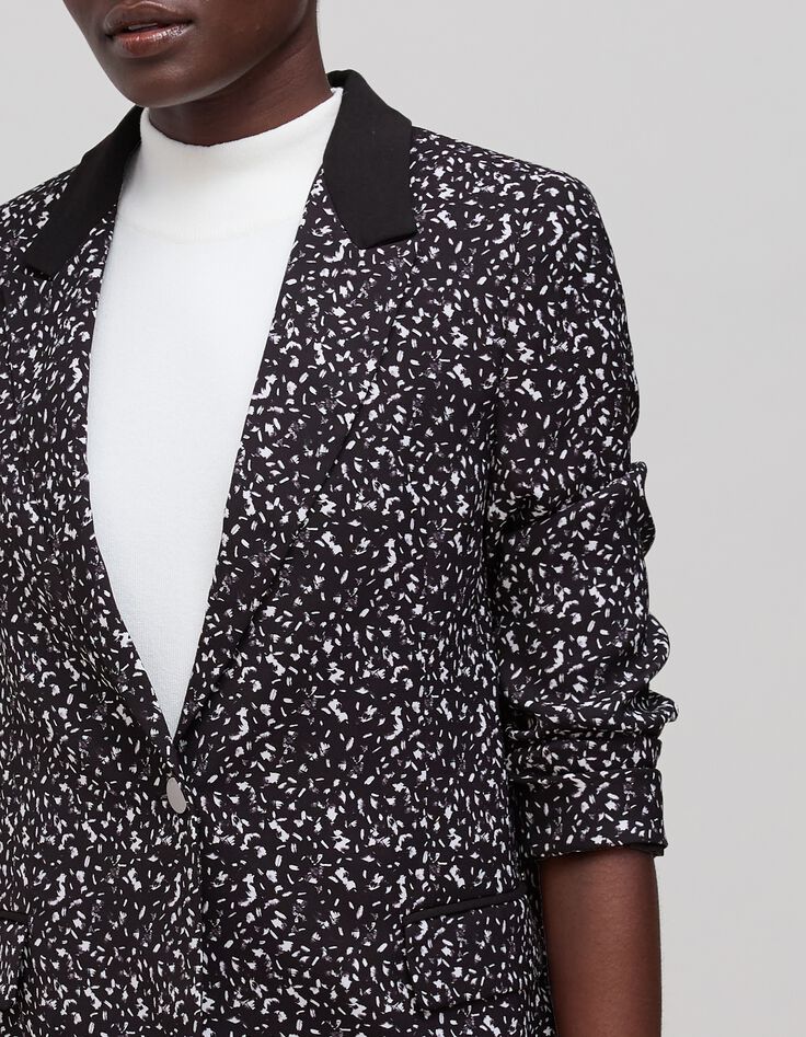 Women's black rock tachist print suit jacket-5