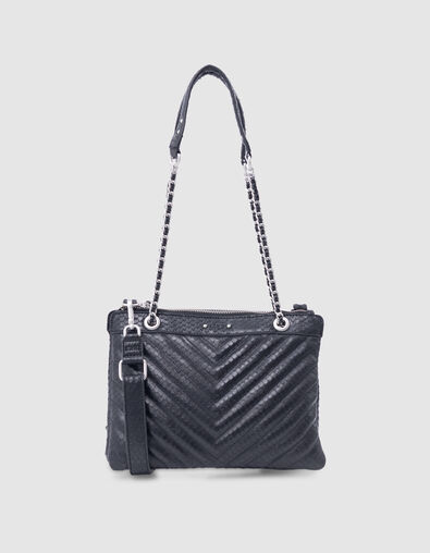 Sac pochette 1440 Reporter noir cuir embossé Femme - IKKS
