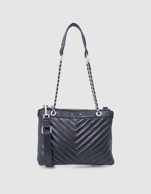 Sac pochette 1440 Reporter noir cuir embossé Femme - IKKS
