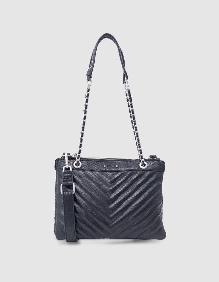 Woman's 1440 Reporter schwarz geprägte Leder Clutch Bag-2