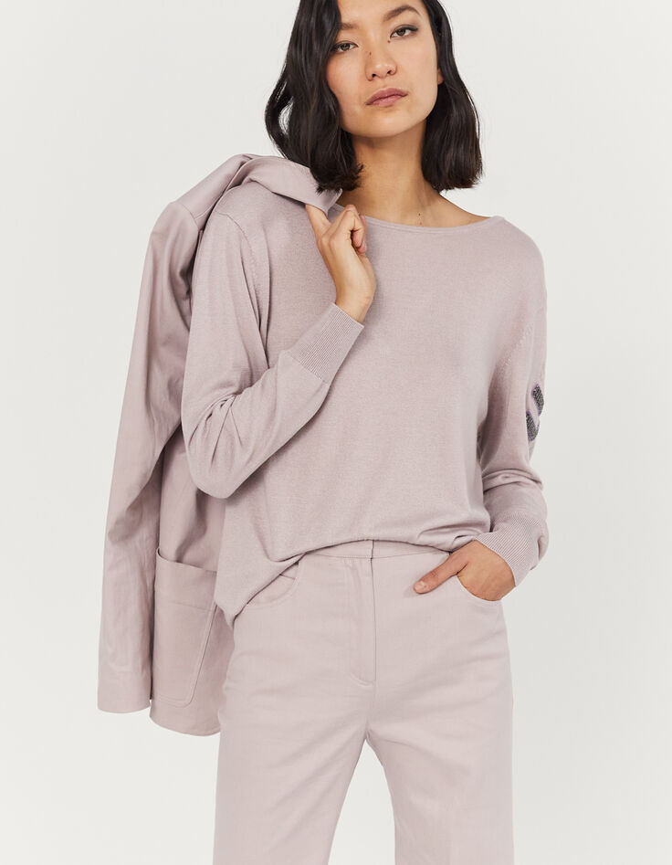 Women’s lilac backless sweater + chevron beaded sleeves-5