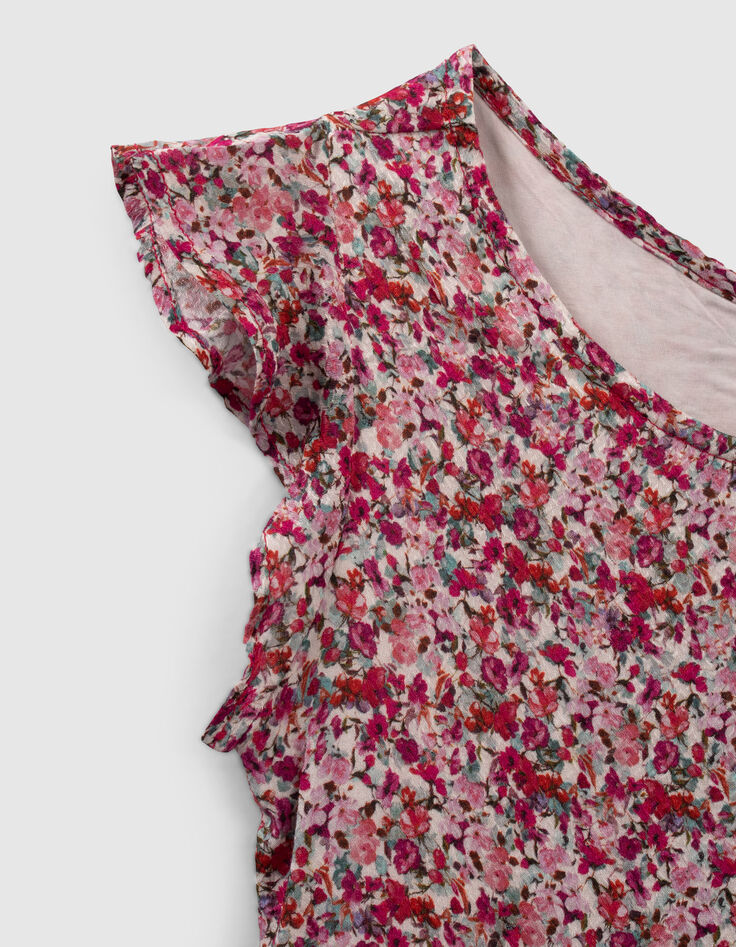 Robe longue fuchsia imprimé fleurs fille-4