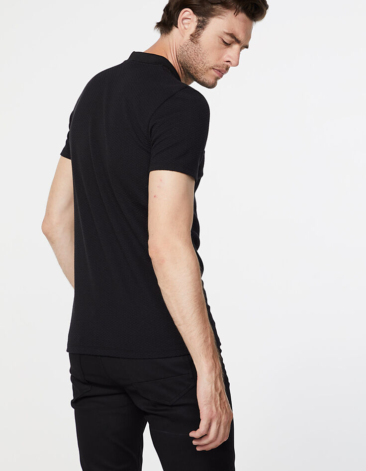 Polo negro relieve espiguilla Hombre-2 Polo negro relieve espiguilla Hombre-2