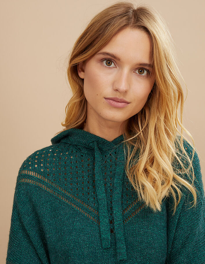 I.Code duck green knit hooded sweater