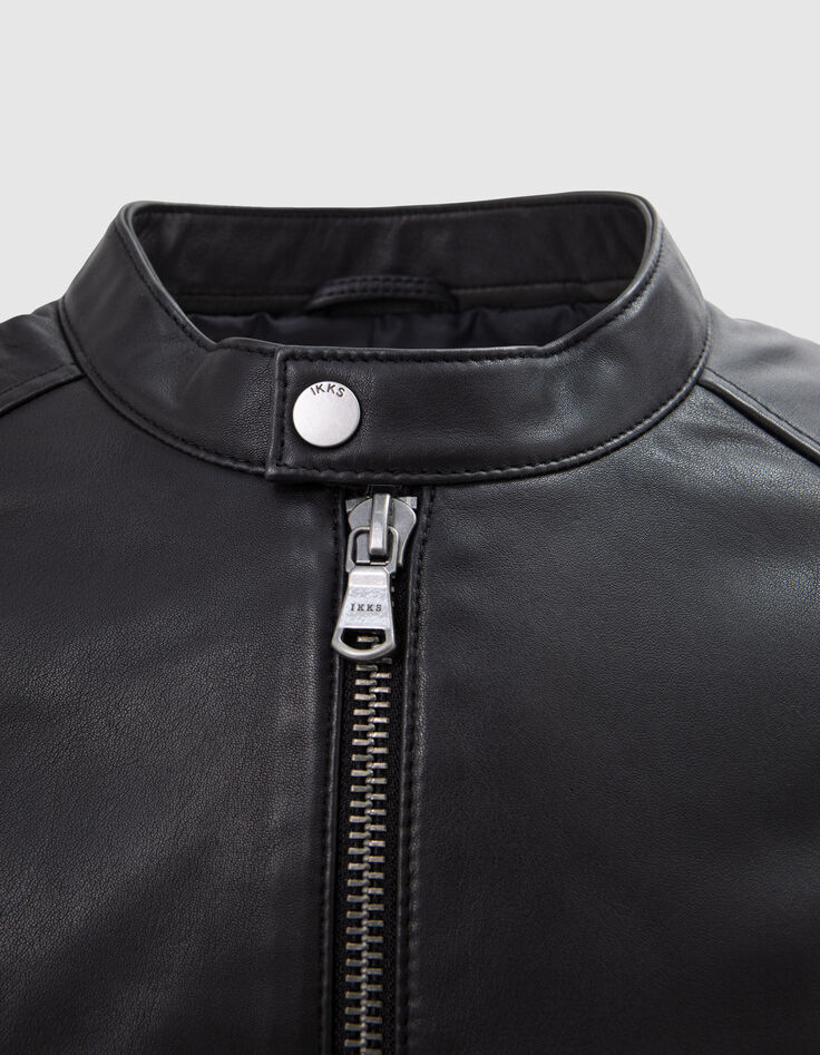 Men's black leather jacket-7