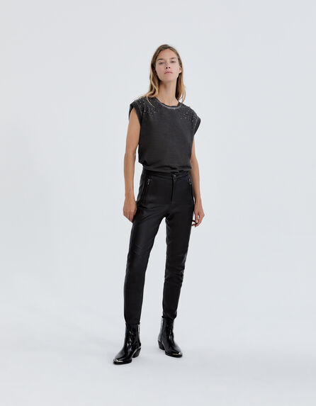 Women’s Pure Edition leather slim trousers, zipped pockets