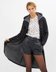 I.Code black Milano knit coat with removable hood-1