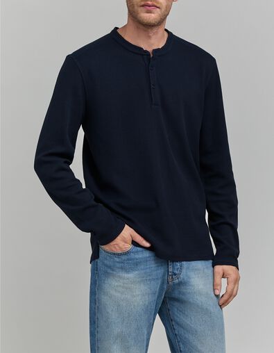 Men's navy embossed mesh T-shirt - IKKS