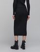 Women's black rib-knit tube skirt-3