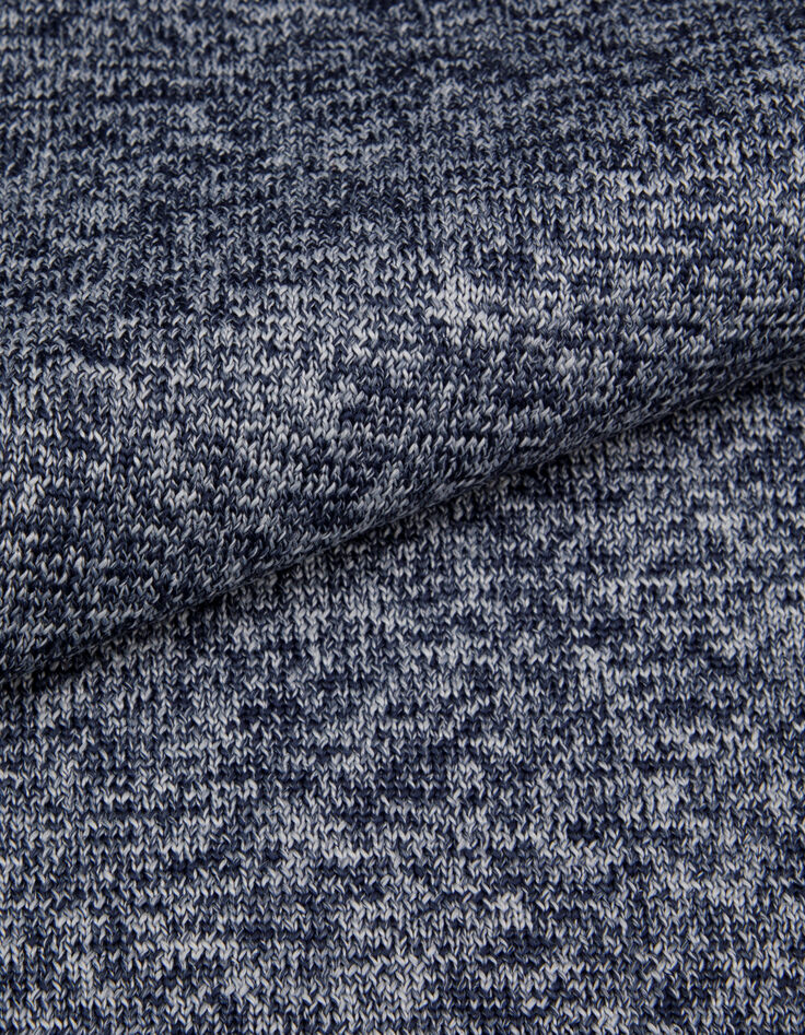 Pull manches longues marine tricot moulin&eacute; Homme-7