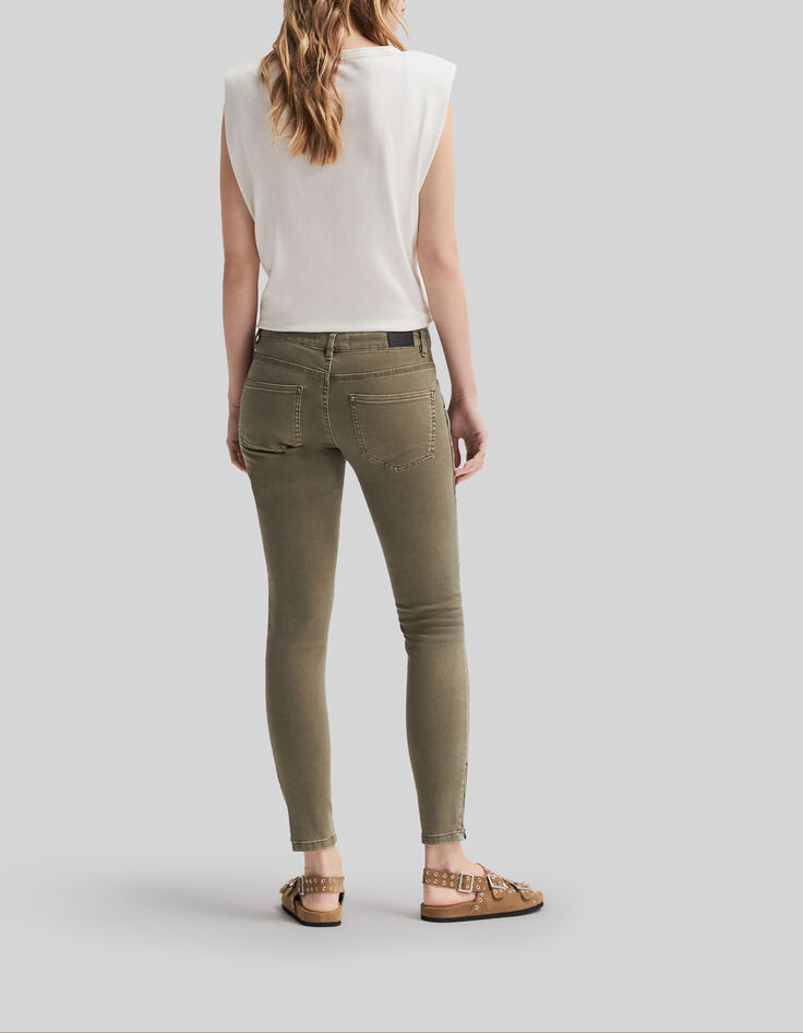 Jean SLIM kaki 7/8ème taille basse femme-5
