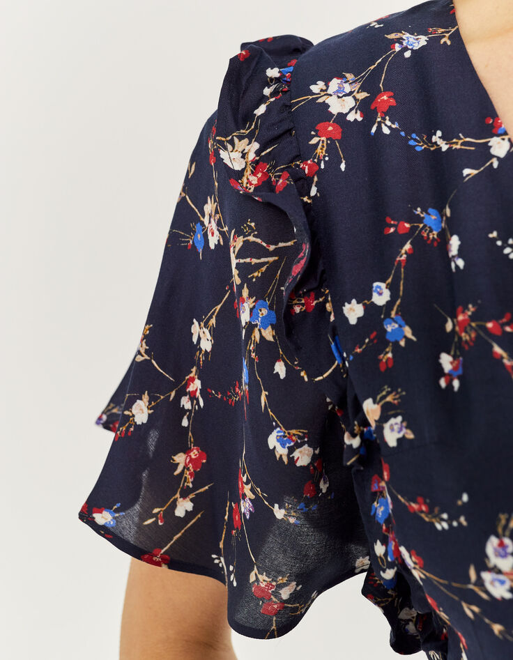 Robe midi viscose et soie imprimé fleurs de cerisier femme-4