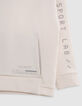 Boy's ecru hoodie, reflective sleeves, embossed slogan-4
